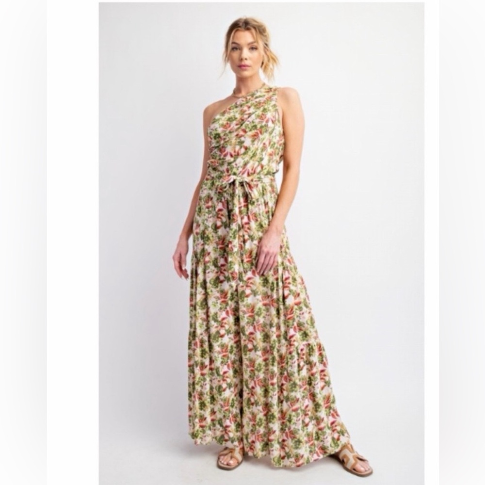 Floral One-Shoulder Jumpsuit
